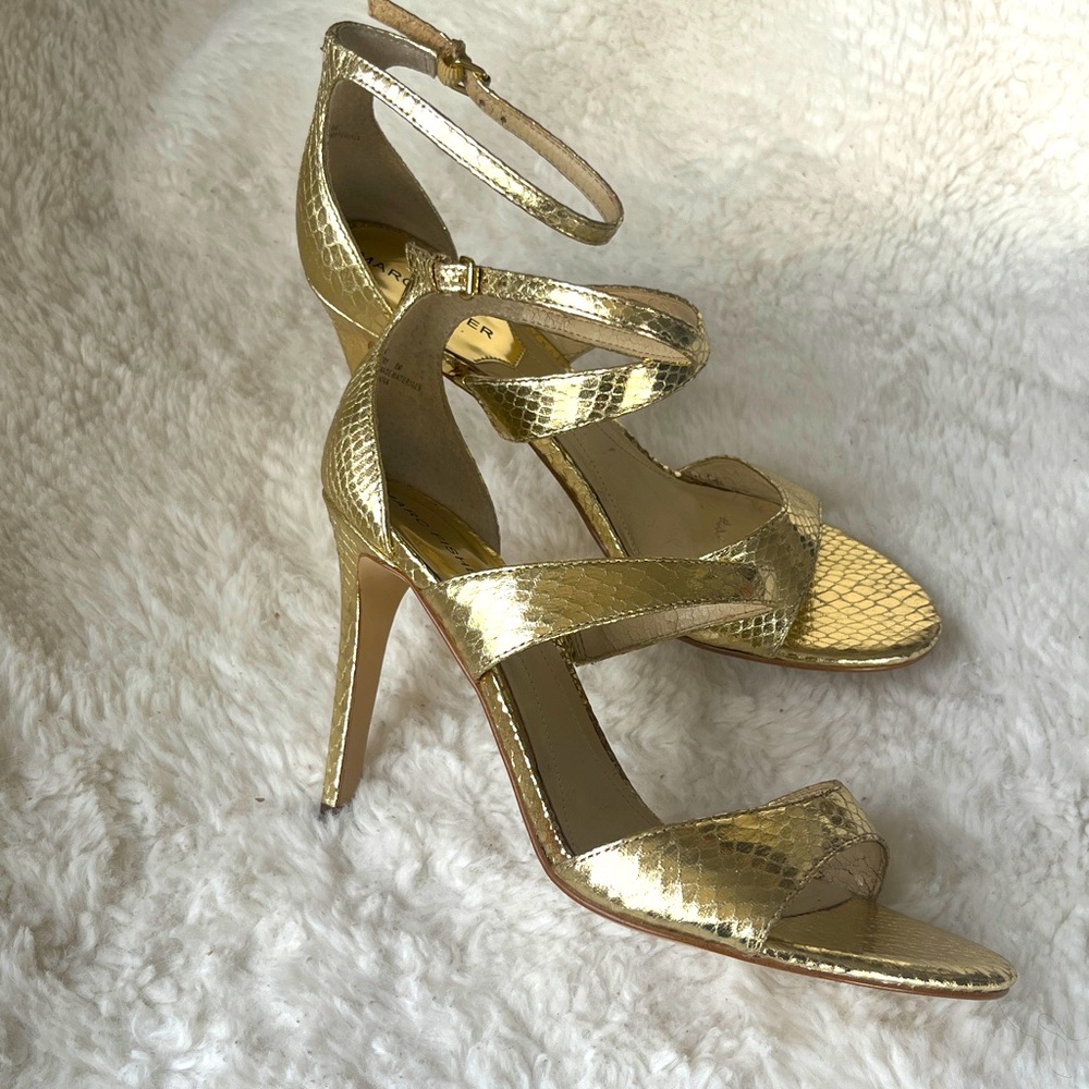 Marc Fisher Gold Snakeskin Heels